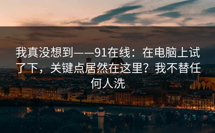 我真没想到——91在线：在电脑上试了下，关键点居然在这里？我不替任何人洗  第1张